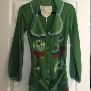 Knitted dove green cardigan sweater size small